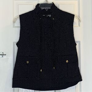 Drapers & Damon's Size Medium Petite Cargo Pocket Vest Black Polka Dot